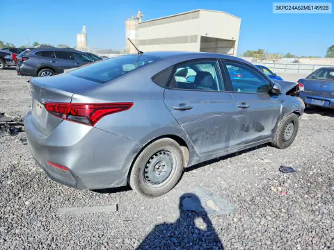 2021 Hyundai Accent Se VIN 3KPC24A62ME149928 фото 3