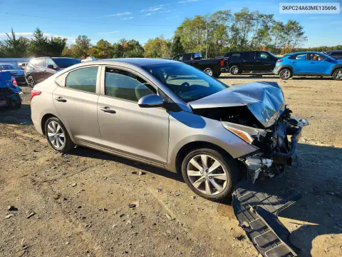 3KPC24A63ME135696 — 2021 Hyundai Accent, photo 4 from Copart, Front end