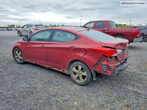 2012 Hyundai Elantra Gls VIN 5NPDH4AE7CH149346 фото 2