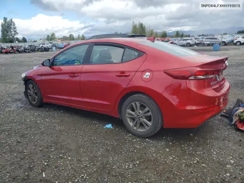 5NPD84LFXHH193015 — 2017 Hyundai Elantra, photo 2 from Copart, Front end