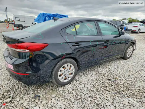 KMHD74LFXHU201280 — 2017 Hyundai Elantra, ფოტო 3, Copart, ვანდალიზმი
