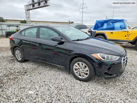 KMHD74LFXHU201280 — 2017 Hyundai Elantra, ფოტო 4, Copart, ვანდალიზმი