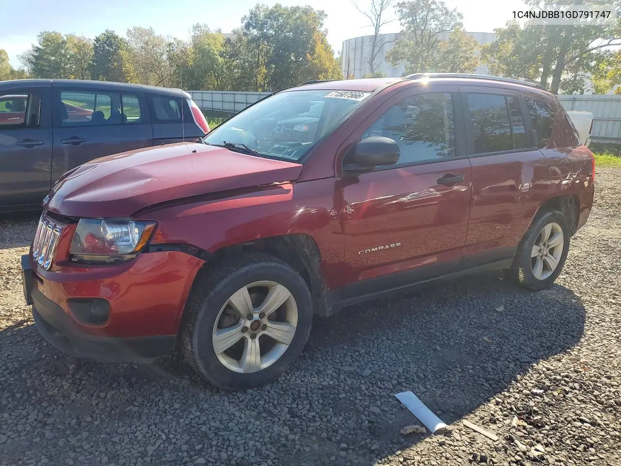 2016 Jeep Compass Sport VIN 1C4NJDBB1GD791747 фото 1