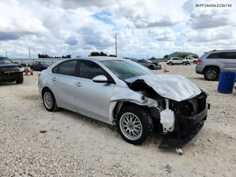 3KPF24AD6LE236743 — 2020 Kia Forte, photo 4 from Copart, Front end