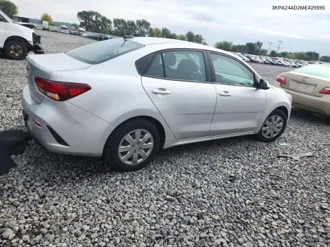 3KPA24AD2ME429595 — 2021 Kia Rio, фото 3 с аукциона Copart, Боковая часть
