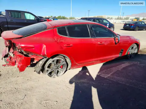 KNAE55LCXJ6022092 — 2018 Kia Stinger, photo 3 from Copart, Rear end