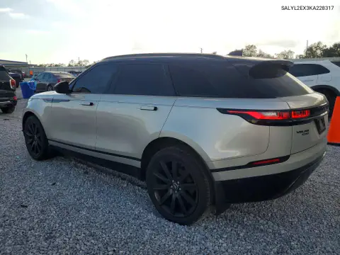 SALYL2EX3KA228317 — 2019 Land Rover Range Rover Velar, ფოტო 2, Copart, წინა ნაწილი