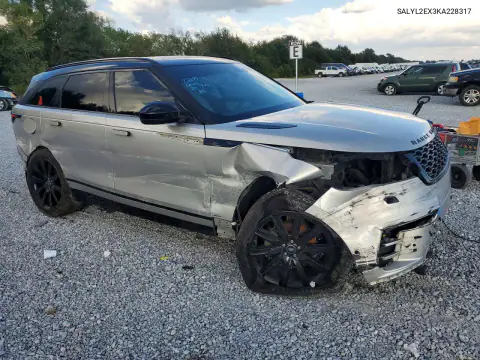 SALYL2EX3KA228317 — 2019 Land Rover Range Rover Velar, ფოტო 4, Copart, წინა ნაწილი