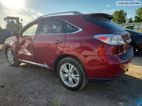 2010 Lexus Rx 450H VIN JTJBC1BA7A2027498 фото 2