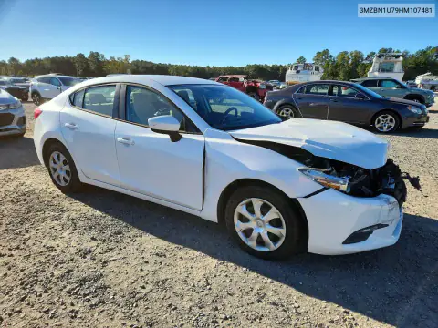 3MZBN1U79HM107481 — 2017 Mazda 3, photo 4 from Copart, Front end
