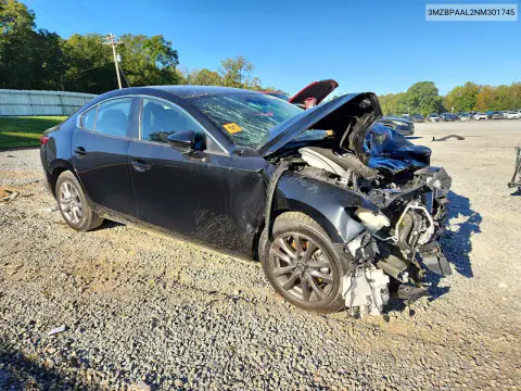 3MZBPAAL2NM301745 — 2022 Mazda 3, фото 4 с аукциона Copart, Передняя часть