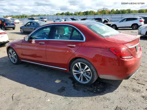 2017 Mercedes-Benz C 300 VIN 55SWF4JB2HU187589 фото 2