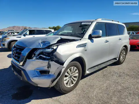 JN8AY2AC8M9146458 — 2021 Nissan Armada, წინა ნაწილი, ფოტოები შეკეთებამდე
