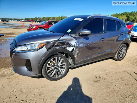 3N1CP5CV3ML533646 — 2021 Nissan Kicks, Parte delantera, fotos antes de reparar