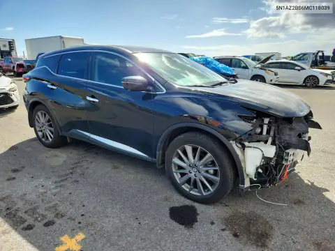 5N1AZ2BS6MC118039 — 2021 Nissan Murano, photo 4 from Copart, Front end