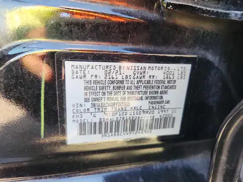 3N1AB8CV4MY245905 — 2021 Nissan Sentra, Przód (Front End), zdjęć przed naprawą