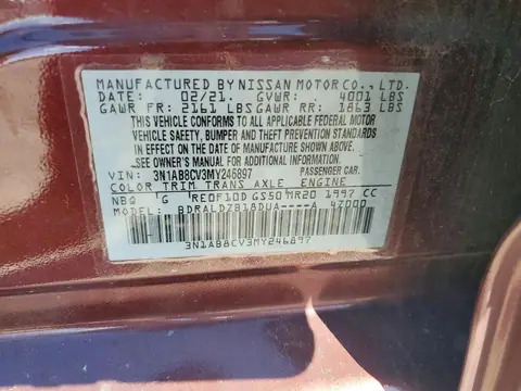 3N1AB8CV3MY246897 — 2021 Nissan Sentra, წინა ნაწილი, ფოტოები შეკეთებამდე