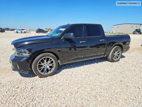 3C6RR6KT7GG206212 — 2016 RAM 1500, წინა ნაწილი, ფოტოები შეკეთებამდე