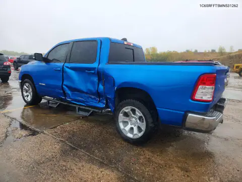 1C6SRFFT5MN531262 — 2021 RAM 1500, photo 2 from Copart, Side