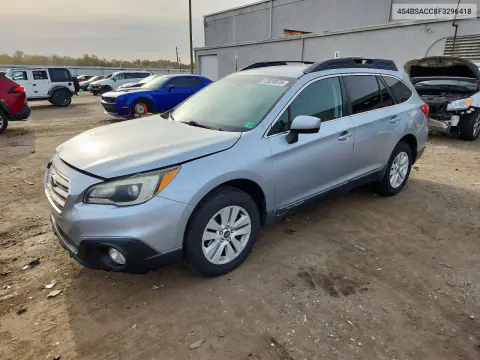 4S4BSACC8F3296418 — 2015 Subaru Outback, Front end, before-repair photos