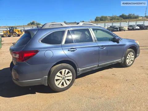2017 Subaru Outback 2.5I Premium VIN 4S4BSACC6H3259712 фото 3