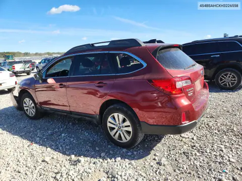 2017 Subaru Outback 2.5I Premium VIN 4S4BSAHCXH3226558 фото 2