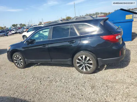2017 Subaru Outback 2.5I Limited VIN 4S4BSANC0H3322817 фото 2