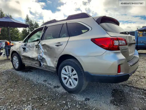 2017 Subaru Outback 2.5I Premium VIN 4S4BSAFC9H3337587 фото 2