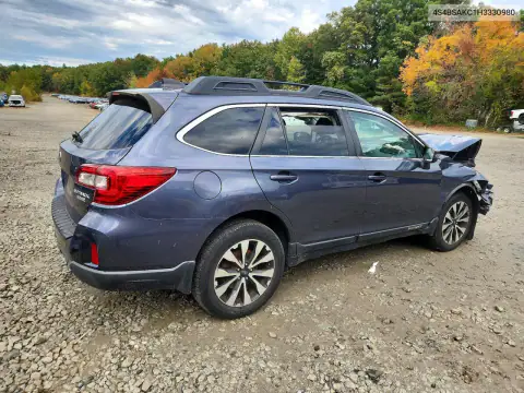 4S4BSAKC1H3330980 — 2017 Subaru Outback, фото 3 с аукциона Copart, ПЕРЕДНЯЯ ЧАСТЬ