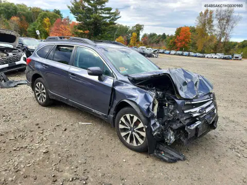 4S4BSAKC1H3330980 — 2017 Subaru Outback, фото 4 с аукциона Copart, ПЕРЕДНЯЯ ЧАСТЬ