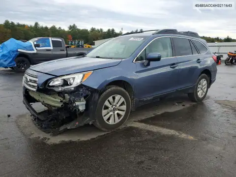 4S4BSACC4H3211643 — 2017 Subaru Outback, წინა ნაწილი, ფოტოები შეკეთებამდე