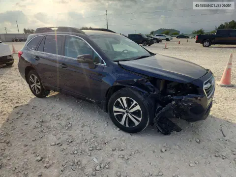 4S4BSANC1J3306051 — 2018 Subaru Outback, photo 4 from Copart, Front end