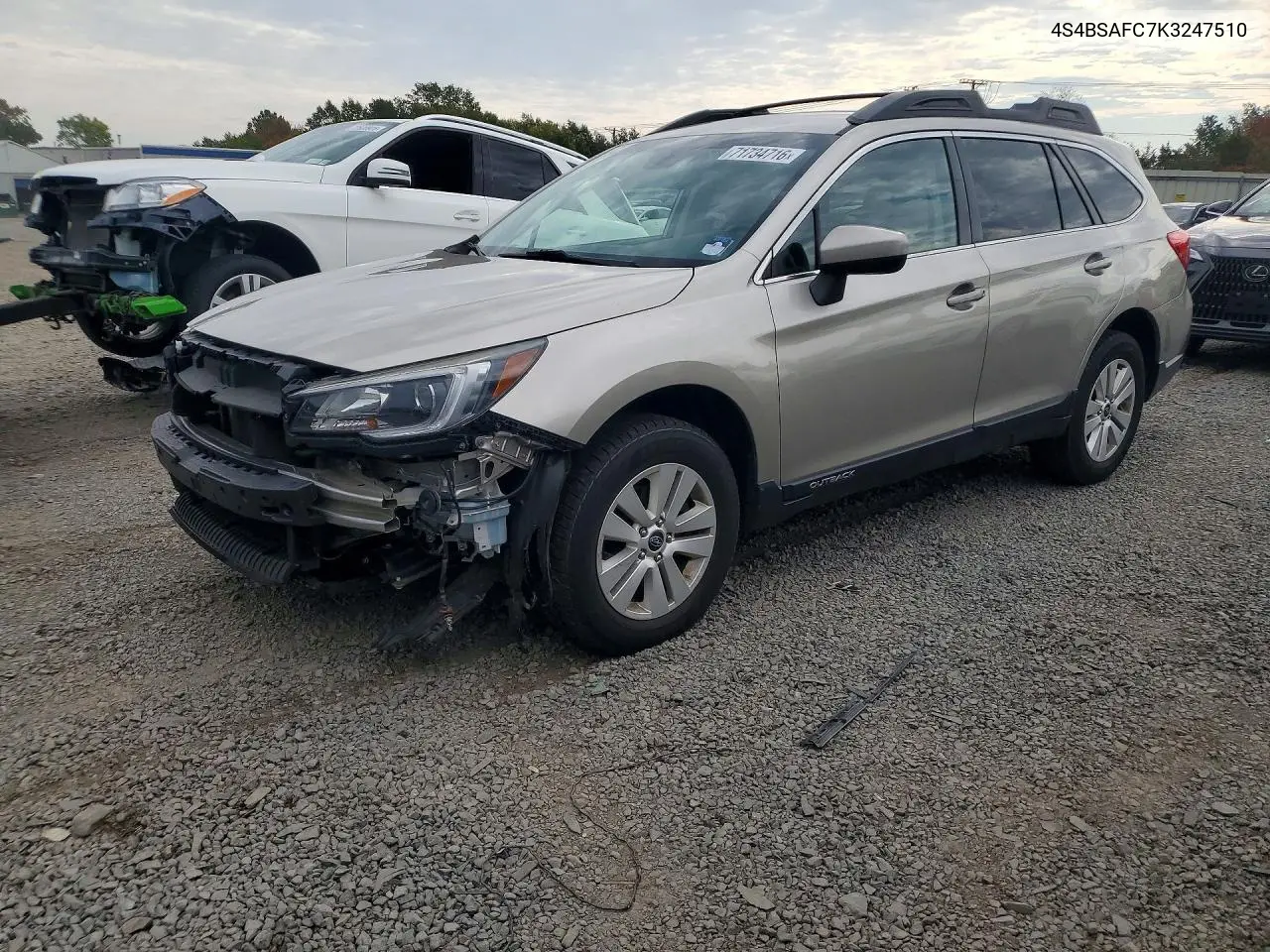 4S4BSAFC7K3247510 Subaru Outback 2019 — повреждение Передняя часть, фото до ремонта