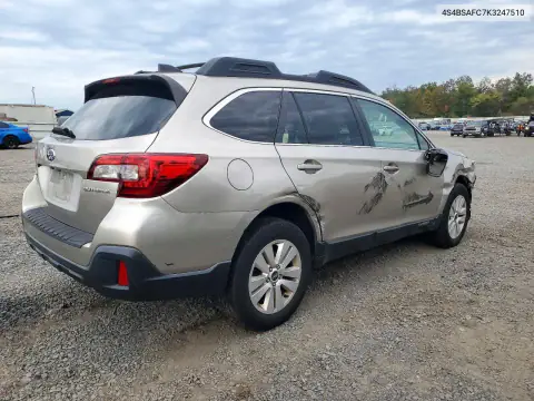 4S4BSAFC7K3247510 — 2019 Subaru Outback, фото 3 с аукциона Copart, Передняя часть