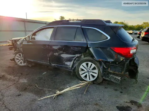 2019 Subaru Outback 2.5I Premium VIN 4S4BSAFC5K3250356 фото 2