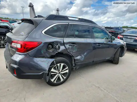 4S4BSANC9K3347545 — 2019 Subaru Outback, foto 3 de Copart 29.10.2026, Parte trasera
