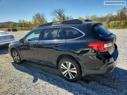 4S4BSANC2K3351386 — 2019 Subaru Outback, Parte trasera, fotos antes de reparar