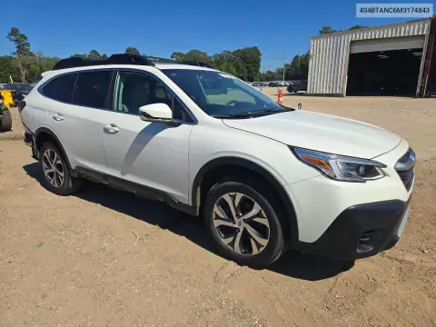 4S4BTANC6M3174843 — 2021 Subaru Outback, foto 4 de Copart 30.10.2026, Parte trasera