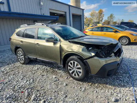 4S4BTADC8N3209711 — 2022 Subaru Outback, фото 4 с аукциона Copart, Передняя часть