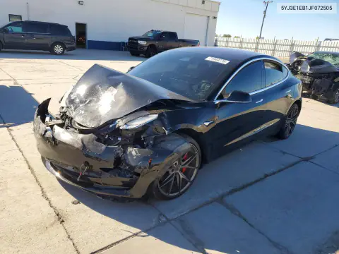 5YJ3E1EB1JF072505 — 2018 Tesla Model 3, Front end, before-repair photos