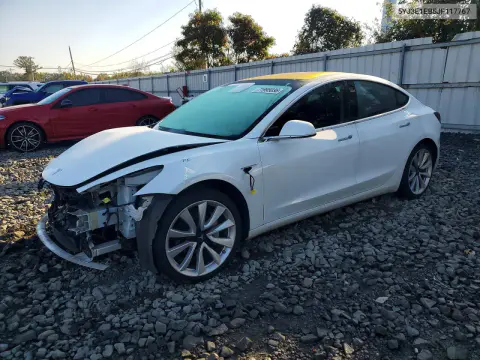 5YJ3E1EB5JF117767 — 2018 Tesla Model 3, Front end, before-repair photos