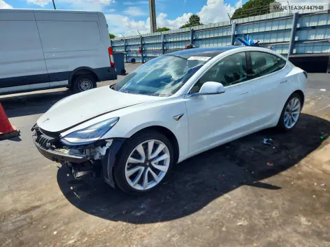 5YJ3E1EA3KF447948 — 2019 Tesla Model 3, Front end, before-repair photos