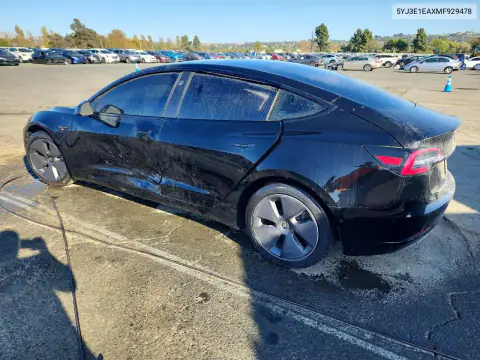 5YJ3E1EAXMF929478 — 2021 Tesla Model 3, photo 2 from Copart 23.10.2026, Side