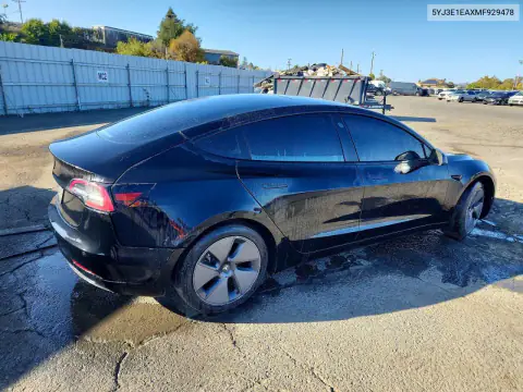 5YJ3E1EAXMF929478 — 2021 Tesla Model 3, photo 3 from Copart 23.10.2026, Side