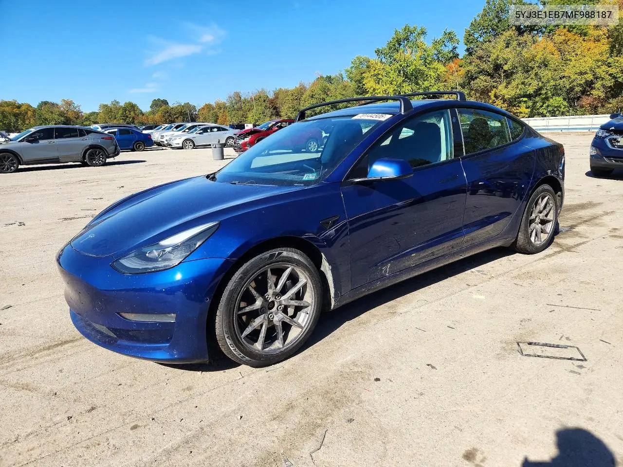 2021 Tesla Model 3 VIN 5YJ3E1EB7MF988187 фото 1