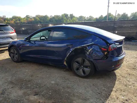 5YJ3E1EA8MF009610 — 2021 Tesla Model 3, foto 2 de Copart, Parte trasera