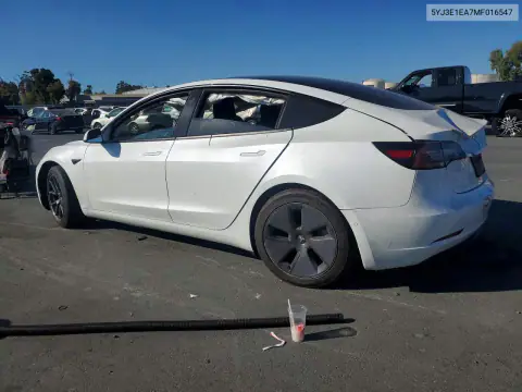 5YJ3E1EA7MF016547 — 2021 Tesla Model 3, zdjęcie 2 z Copart, Uszkodzenia podwozia