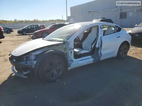 5YJ3E1EAXMF099388 — 2021 Tesla Model 3, Передня частина, фото до ремонту