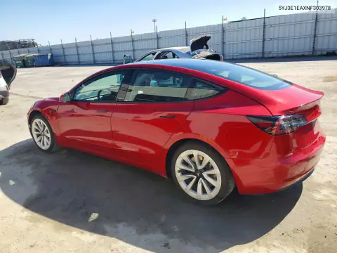 5YJ3E1EAXNF303978 — 2022 Tesla Model 3, photo 2 from Copart 19.10.2026, Mechanical damage