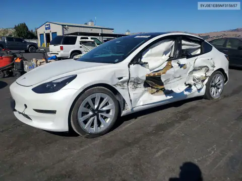 5YJ3E1EB5NF315657 Tesla Model 3 2022 — daño Lateral, foto antes de reparar